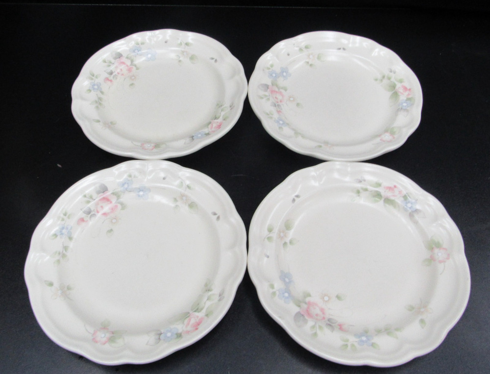 Pfaltzgraff Tea Rose Salad Bread Plates 7.25" Floral Pink Stoneware 4